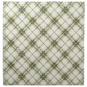 GREEN & OFF WHITE DIAGONAL PLAID PATTERN CLOTH NAPKIN