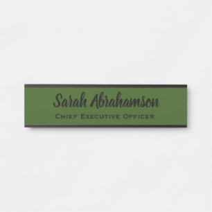 Green Office Door Sign Signs Olive Name Plate