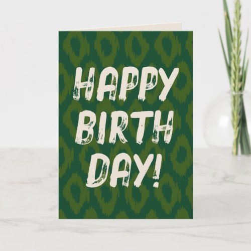 Green Ogee Pattern Boho Happy Birthday Card