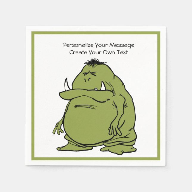 Green Ogre Troll Animated Cartoon Personalize Napkins (Front)