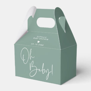 Green Oh Baby Modern Boho Baby Shower Favor Boxes
