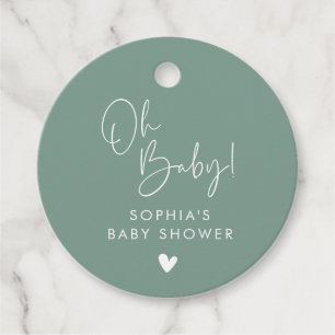 Green Oh Baby Modern Boho Baby Shower Favor Tags
