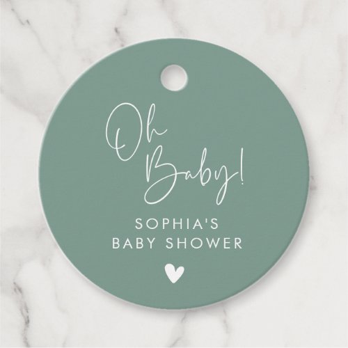 Green Oh Baby Modern Boho Baby Shower Favor Tags