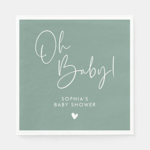 Green Oh Baby Modern Boho Baby Shower Napkins