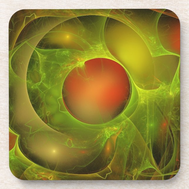 Green Oil Red Water Drink Coaster (Front)