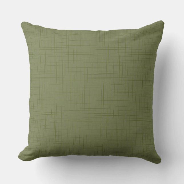 green olive abstract pattern with strokes outdoor pillow (Front)