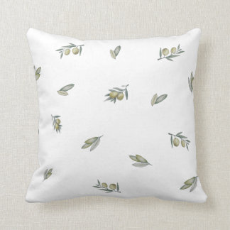 Green Olive and Leaf Throw Pillow