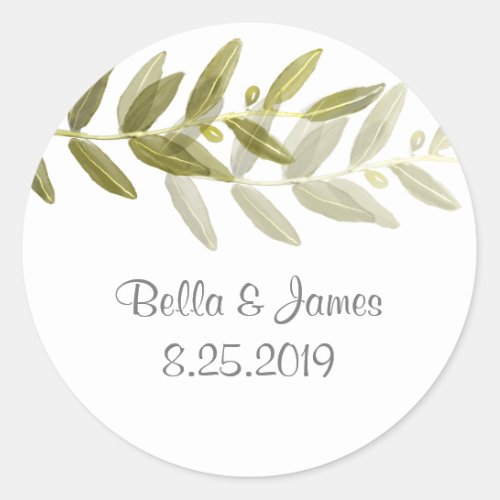 Green Olive Branch Classic Round Stickers