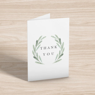 Green Olive Branch Wreath Simple Thank You Card
