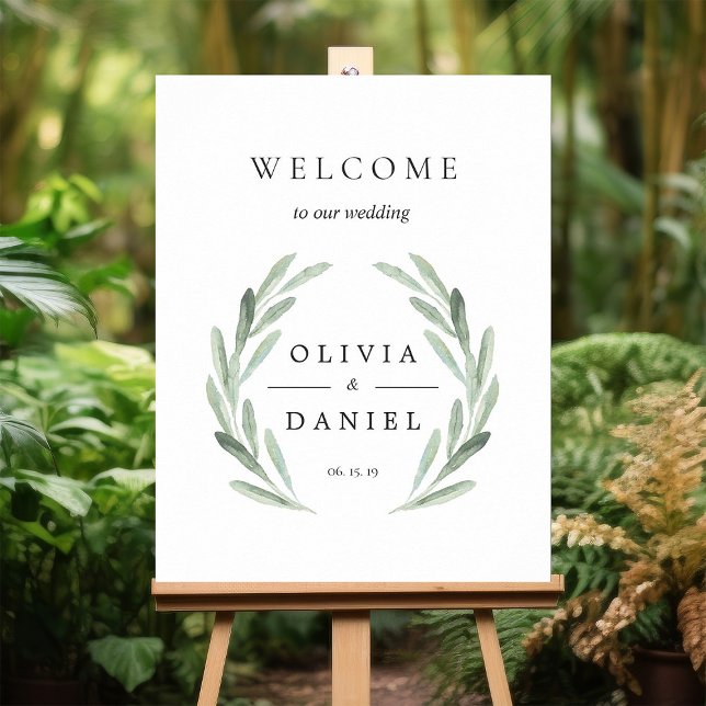 Green Olive Branch Wreath Welcome Wedding Sign (Creator Uploaded)