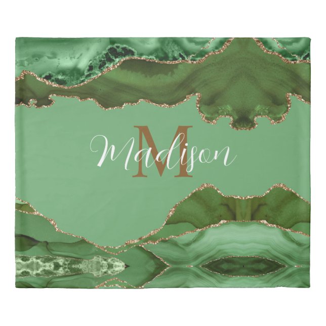 Green Olive Gold Agate Glitter Trendy Duvet Cover (Front)
