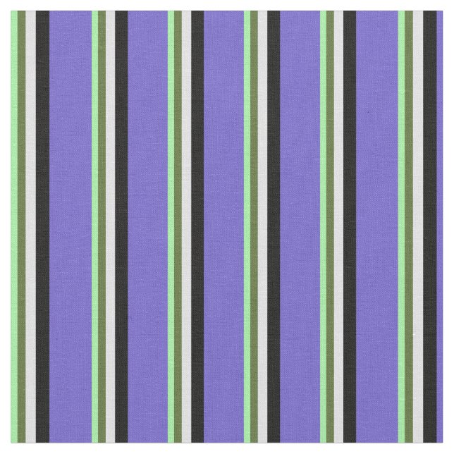 Green, Olive Green, Lavender, Black & Slate Blue Fabric (Close Up)