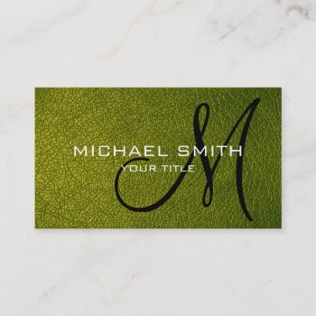 Green Olive Leather Business Card by thieny at Zazzle