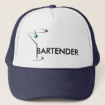 Green Olive Martini Glass Bartender Trucker Hat at Zazzle