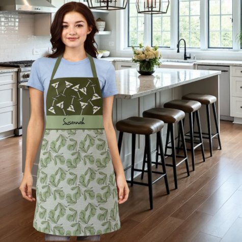 Green Olive & Martini Glass Pattern Personalizable