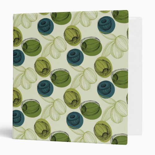 Green Olive Sketch Drawing Pattern Kitchen 3 Ring Binder