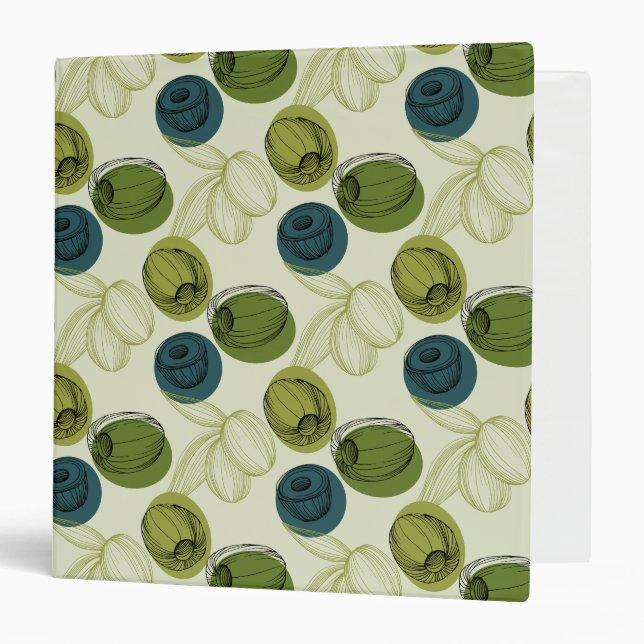 Green Olive Sketch Drawing Pattern Kitchen 3 Ring Binder (Front/Inside)