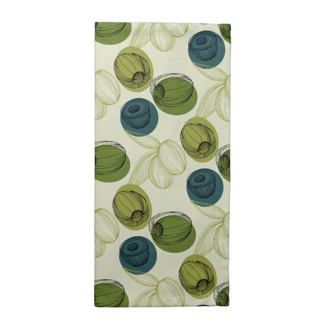 Green Olive Sketch Drawing Pattern Kitchen Cloth Napkin (Half Fold)