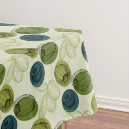 Green Olive Sketch Drawing Pattern Kitchen Tablecloth