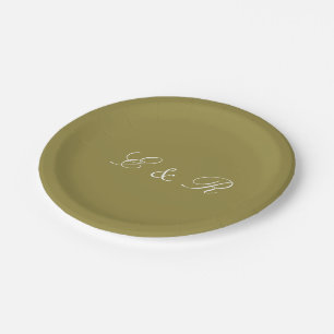 Green Olive Solid Color Trend Paper Plates