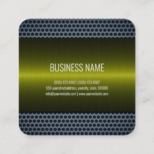 Green Olive Stainless Steel Metal Look Square Business Card