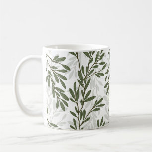Green Olive Tree Branch Mediterranean Pattern Coffee Mug