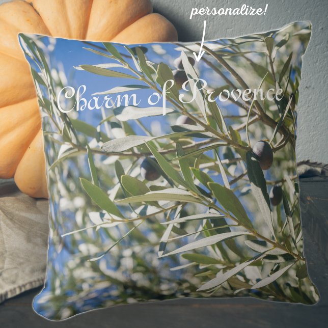 Green Olive Tree with Black Fruits Throw Pillow (Creator Uploaded)