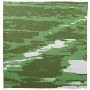 Green Olive White Abstract  Wave Retro Napkins