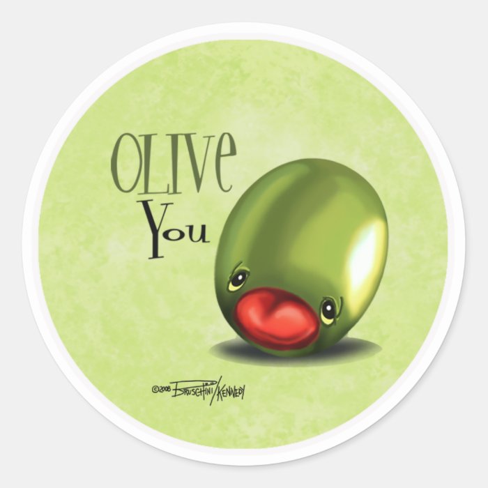 Green Olive you   I love you stickers