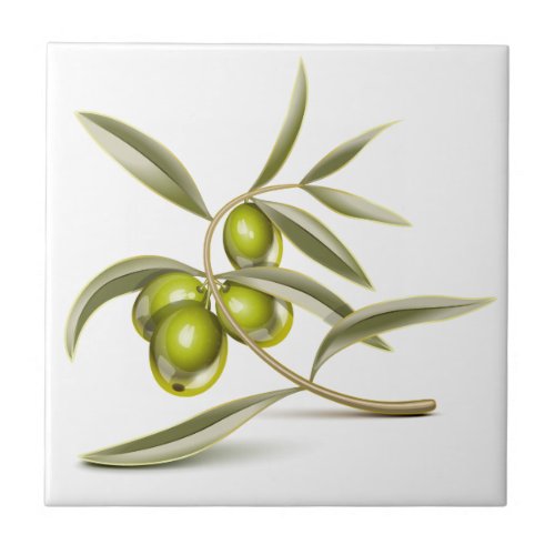 Green olives branch tile