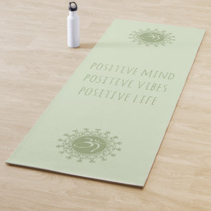 Green Om & Mandala Positive Mind Vibes & Life Yoga Mat