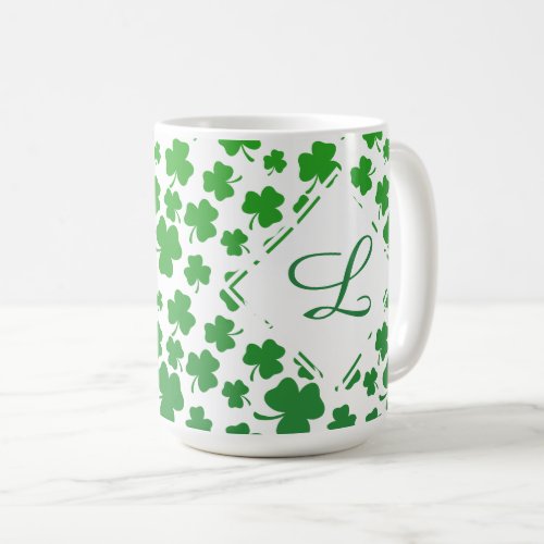 Green Ombre 3_Leaf Clover Shamrock Pattern Coffee Mug