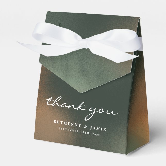 Green Ombre Boho Minimalist Wedding Favor Box (Front Side)