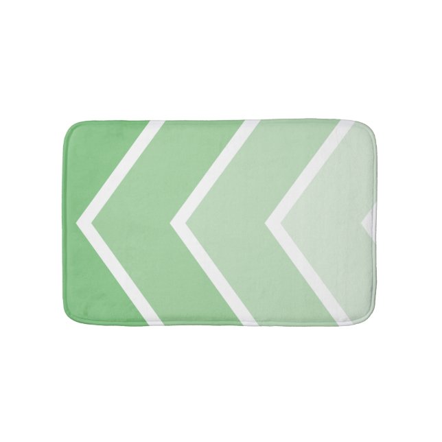 Green Ombré Chevron Stripes Pattern Bath Mat (Front)