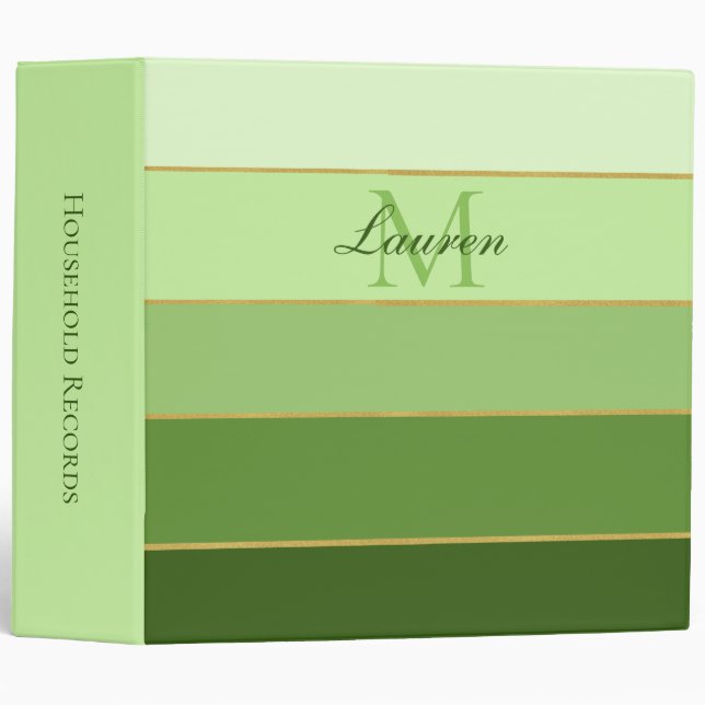 Green Ombre Color Block Personalized Binder (Front/Spine)