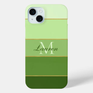 Green Ombre Color Block Personalized iPhone 15 Plus Case