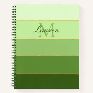 Green Ombre Color Block Personalized Notebook