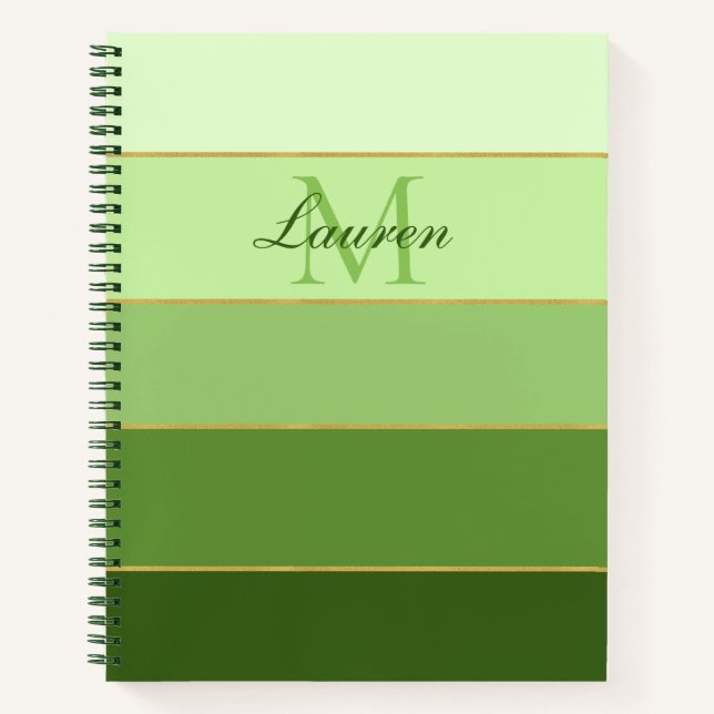 Green Ombre Color Block Personalized Notebook (Front)