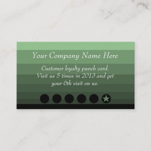 Green Ombre Discount Promotional Punch Card Business Card Template