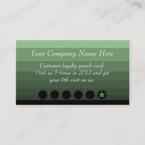 Customizable Green Ombre Discount Promotional Punch Card Business Card Template