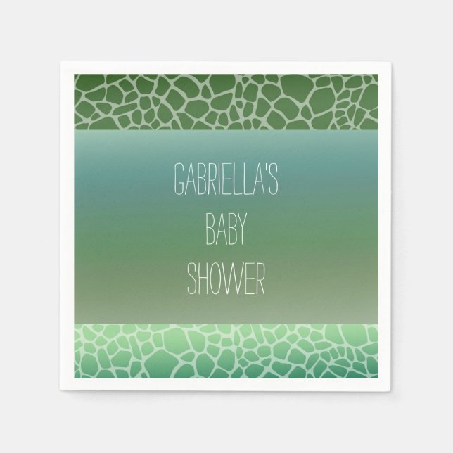 Green Ombre Giraffe Print Baby Shower Paper Napkins (Front)