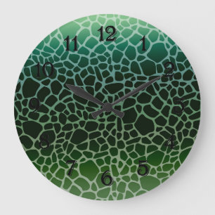 Green Ombre Giraffe Print Large Clock