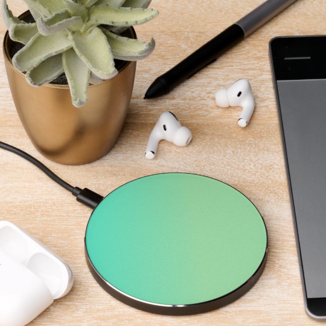 Green Ombre Glitter Look Wireless Charger (Desk 2)