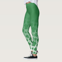 Green Ombre & Green Shamrock Pattern Over White