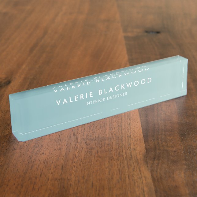 Green Ombre Modern Desk Name Plate (Side)