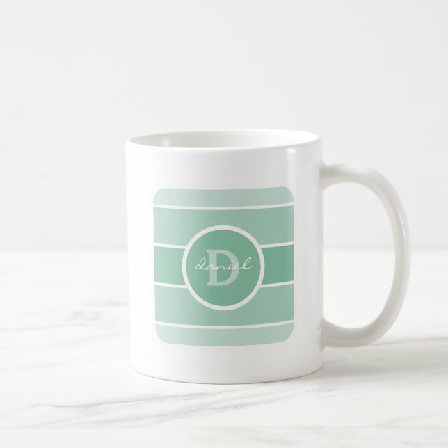 Green Ombre Monogram Coffee Mug (Right)