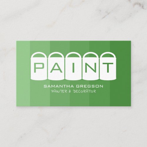 Green Ombre Paint Buckets Painter  Decorator Business Card