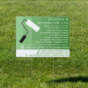 Green Ombre & Paint Roller, Painter & Decorator Sign