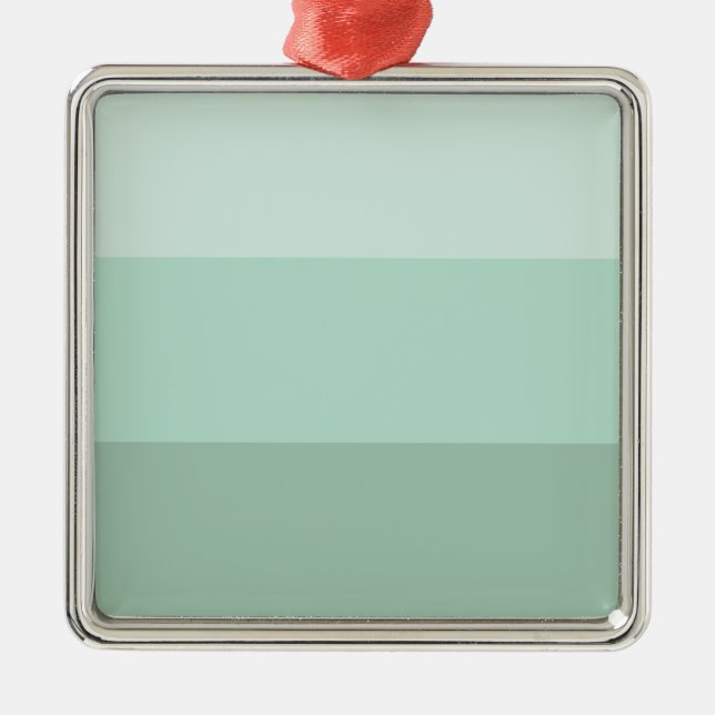 Green Ombre Striped Metal Ornament (Front)
