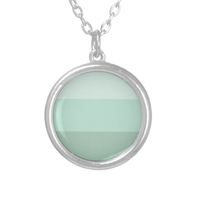 Green Ombre Striped Silver Plated Necklace (Front)